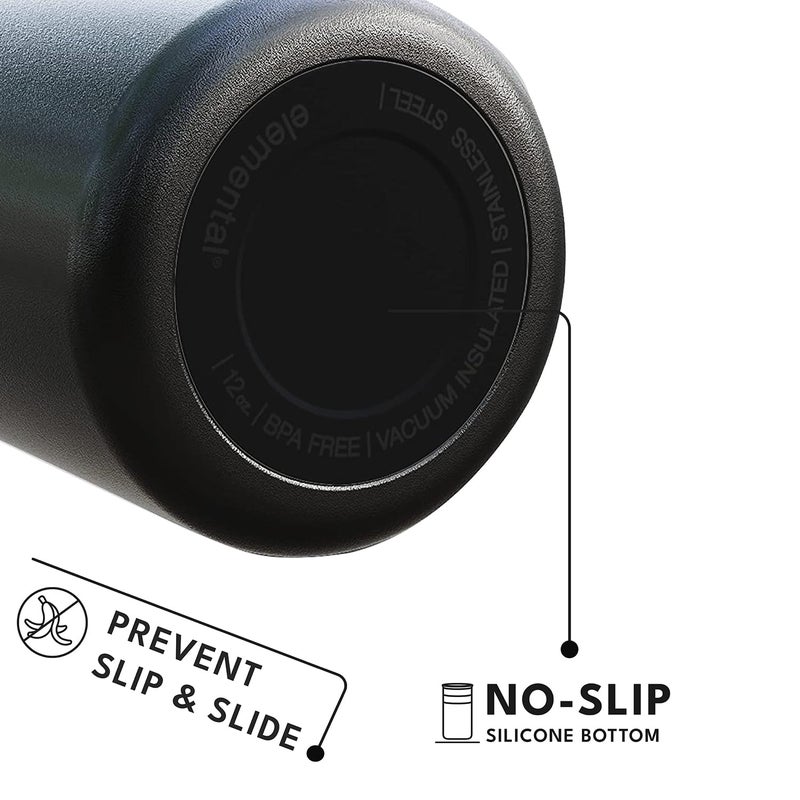 Elemental Artisan Insulated Tumbler, Triple Wall Coffee Travel Mug, Reusable Stainless Steel Coffee Tumbler with Ceramic Lid, Thermal Coffee Cups for Hot (6 Hrs) & Cold (18 Hrs), 12oz - Black - Image 4